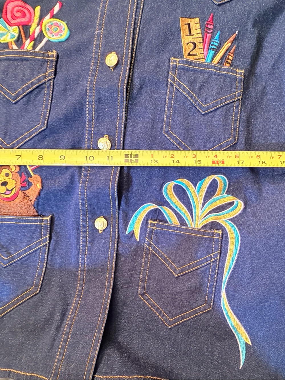 Lot2 SZ MED Bob Mackie Wearable Art Dark Denim Shirt Jacket Embroidered & Hat - Picture 5 of 16